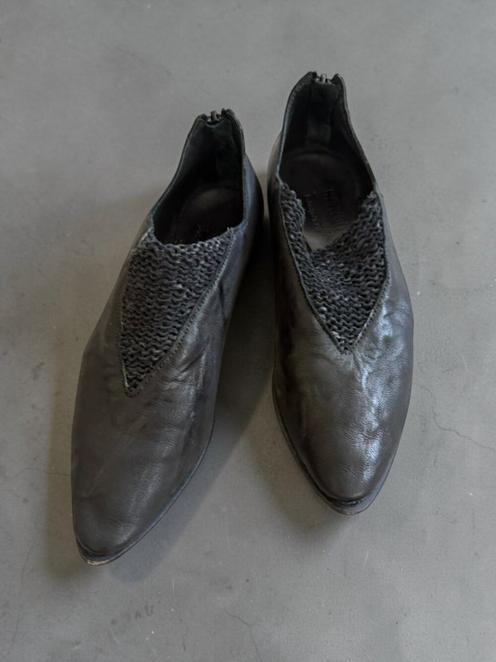 CYDWOOD Black Leather Booties Flats Size 37.5 / 7.5